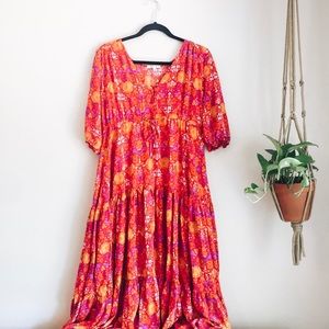 Boho Maxi Ruffled Drawstring Layered Dress